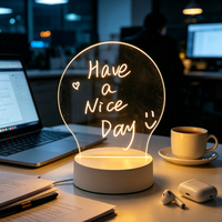 Luz Nocturna LED Acrílica Creativa Directo de Fábrica, Tablero de Mensajes Acrílico en Blanco Borrable para Escribir, para Decoración de Oficina y Hogar, Regalo