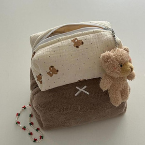 Trousse de maquillage mignonne à motif écossais, sac de rangement portable pour cosmétiques et soins de la peau, trousse de maquillage imprimée dessin animé - Product Image 1