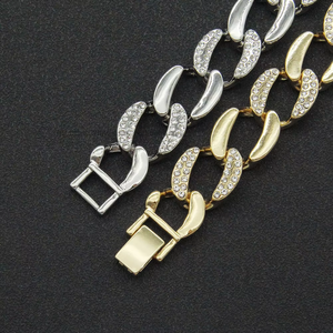 Wide Diamond-encrusted <b>Cuban</b> <b>Chain</b> Men's and Women's Fashion Bracelets Hipster Street Hip Hop Bracelets and Bracelets Tanjing - Product Image 4