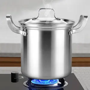 High Quality Cookware Heavy Duty Cooking Pots Induction Soup Pot 304 Stainless Steel Soup Stock Pots With Lid