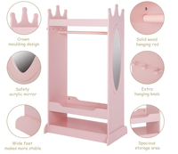 Armoire de rangement pour déguisements d'enfants avec dessus en forme de couronne et miroir, penderie ouverte, armoire pour enfants, pieds larges