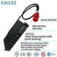 PDU Inteligente KAILES (KLS) ZD Rack 32A 346-415Vac con 12 Tomas C19 con Bloqueo Anticaída para Rack de Servidores de Centro de Datos