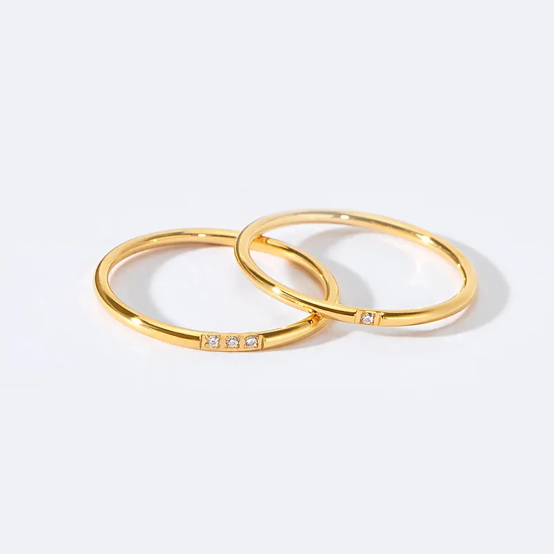 Jewelry Wholesale 18K Gold Plated Dainty Rings Diamond Stainless Steel Rings for Women