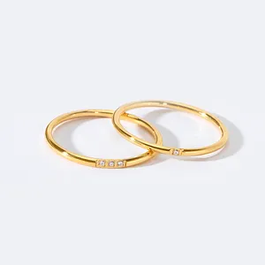 Sieraden Groothandel 18K Vergulde Dainty Ringen Diamond Rvs Ringen Voor Vrouwen