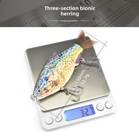 NOUVEAU Leurre de pêche artificiel en métal articulé avec queue en soie plastique, 130 mm, 32 g, trois sections, yeux 3D, hameçons pivotants, fabriqué en usine
