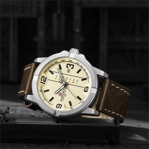Montre-bracelet à quartz Drioshipping NF9177 avec affichage double date et jour, bracelet en cuir décontracté, montres de sport pour hommes - Product Image 2