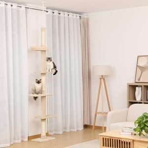 Torre de gato de suelo a techo de 5 niveles Árbol de gato ajustable en altura con <span class=keywords><strong>poste</strong></span> rascador - Product Image 1