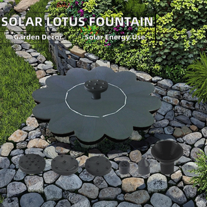 <span class=keywords><strong>JOVTOP</strong></span> Mini Fontaine Solaire Sans Batterie Feuille de Lotus Verte Silicium Monocristallin Décoration Extérieure Bain d'Oiseaux Jardin 16cm - Product Image 2
