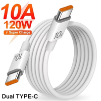 Câble double Type C vers C, Type C 120W 10A PD, charge rapide, câble de données haute vitesse TPE, 1 1,5 2 m, pour téléphone, écouteurs, ordinateur