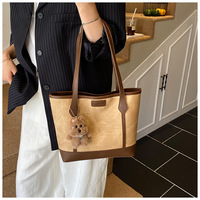 Sac fourre-tout en cuir PU pour femme, grande capacité, sac à bandoulière décontracté avec fermeture éclair, idéal pour les trajets quotidiens et l'université, vente en gros