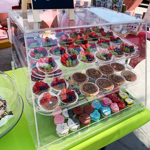 Vitrina acrílica para panadería, caja de repostería de encimera de 2 capas con puerta trasera magnética para pan, pastel, galleta, tienda de donuts, venta al por mayor - Product Image 4