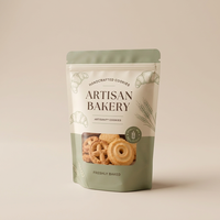 Sachet Doypack Mat Personnalisé avec Fermeture Éclair et Encoche de Déchirement pour l'Emballage de Biscuits de Boulangerie et le Stockage Alimentaire