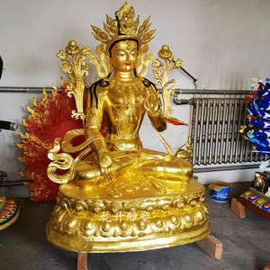 Gran Moneda de Latón Fundido Pintada a Mano, Adorno Artesanal Budista Tibetano del Dios de la Riqueza Verde Amarillo, Estilo Animal de Buda Tara Blanca - Product Image 1