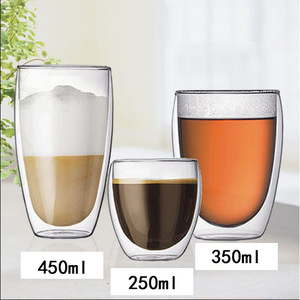 Tasse à café en verre à double paroi, diamètre 8,3 cm, hauteur 11,8 cm, transparente, pour café et thé - Product Image 3
