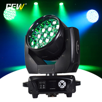 GEVV Lot de 2 projecteurs LED Wash à tête mobile 19x15W RGBW 4-en-1 avec contrôle DMX512 et zoom, avec flight case 2-en-1