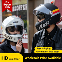 Casque de moto intégral rétro, style café racer, homologué DOT ECE 22.06, coque ABS, pour hommes, femmes, adultes, conduite sur route
