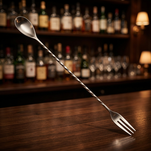 Cuillère-fourchette à cocktail à double tête, outil de bar en métal, ustensile de mélange - Product Image 1