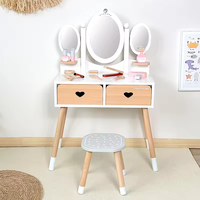 Nouvelle Table de Maquillage en Bois pour Filles, Jeu de Princesse Éducatif, Jouet de Coiffure pour Enfants