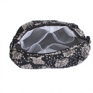Bolsa de Maquillaje de Algodón de Primera Calidad con Estampado Étnico, Organizador de Cosméticos de Gran Capacidad, con Cierre, 3 Piezas, Accesorios de Viaje para Mujer - Product Image 3