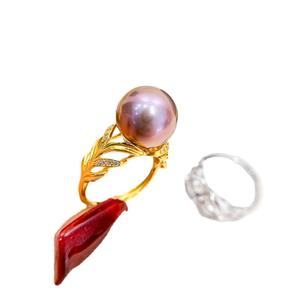 WENCHI S925 ขาตั้งแหวนเงินพร้อมลูกปัดกลมขนาด 11-13 มม. DIY อุปกรณ์เสริมมุกสวยงามมุกหลวมรุ่น 11876 จีน - Product Image 5