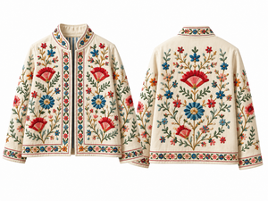 Custom Suzani Embroidery <b>Jackets</b> Floral Boho Ethnic Embroidered <b>Women</b>’s <b>Lightweight</b> Outerwear - Product Image 2