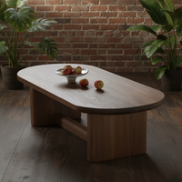 Table basse rectangulaire semi-circulaire moderne en bois massif de noyer noir, petite table d'appoint plate pour salon YUMU YU MU-C99 Five