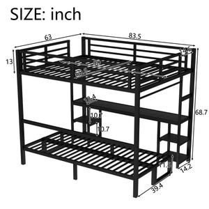 <span class=keywords><strong>Lit</strong></span> mezzanine moderne Queen Size avec canapé et bureau, <span class=keywords><strong>lit</strong></span> superposé en métal pour enfants et adolescents, idéal pour hôtels et appartements - Product Image 5