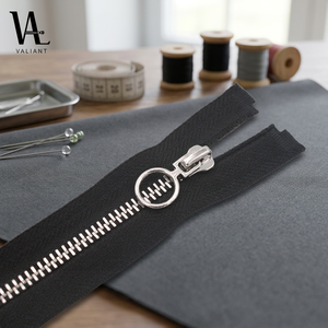 VALIANT High Quality Custom Logo Ring <b>Puller</b> Copper Teeth Auto Lock Open/Close End Zipper for Bags & Garments - Product Image 2