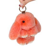 Breloque de sac tendance 2026 en fausse fourrure de lapin 3D, 15 cm, lapin doux et moelleux, pendentif pour sac bandoulière, porte-clés de voiture, accessoire cadeau d'anniversaire
