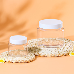 150ml 500ml thực phẩm lưu trữ mỹ phẩm chăm sóc da cơ thể chà Huyết Thanh kem vuông Pet nhựa trong suốt Jar với nắp màu trắng - Product Image 3