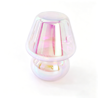 Lampe en verre soufflé à la main en forme de champignon, colorée, avec guirlande lumineuse LED, décoration de fête, ornement de table, cadeau pour la maison
