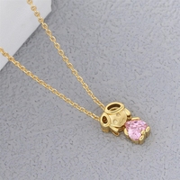 Collar de Cadena de Eslabones Chapado en Oro de 18K de Moda con Colgante de Corazón y Piedra de Nacimiento para Niña/Niño, Joyería Personalizada de Cadena de Clip para Mujer