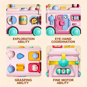 Autobús de <span class=keywords><strong>Juguete</strong></span> Educativo para Niños Pequeños, Multifuncional e Interactivo, con Figuras de Animales, <span class=keywords><strong>Juguete</strong></span> de Autobús para Desarrollo de la Motricidad Fina - Product Image 3
