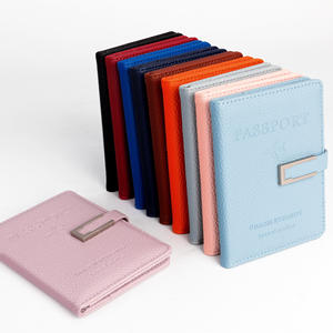 Porte-passeport couverture portefeuille voyage essentiel RFID bloquant carte en cuir passeport Clip étiquette de bagage ensemble pour femmes hommes - Product Image 1