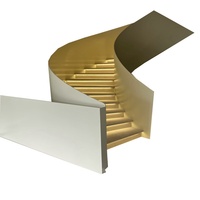 Fabricant d'escaliers de Shanghai : Escalier de villa à double poutre avec main courante latérale en acier inoxydable 304, type pilier rotatif à arc