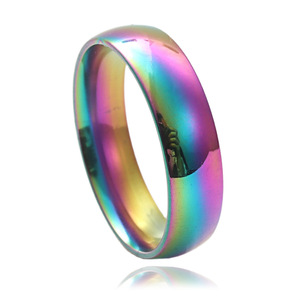 <b>Titanium</b> Steel Rainbow <b>Ring</b> Women's Fashion Colorful Simple Punk Style Gift Jewelry 23027 - Product Image 1