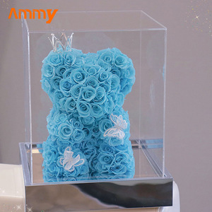 AM-PFE37C Ammy Orsacchiotto <span class=keywords><strong>di</strong></span> <span class=keywords><strong>Rose</strong></span> Eterne da 25cm in Scatola Acrilica, Regalo per San Valentino, Natale e Festa della Mamma - Product Image 3