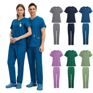 Setelan Scrub Medis Wanita 15 Warna Sepuluh Kantong Bahan Spandex/Polyester Kerah V Elastis Setelan Scrub Rumah Sakit Produsen Setelan Scrub - Product Image 2