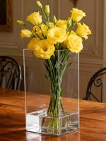 Vase carré en acrylique de luxe léger, haut de gamme, pour la maison, le salon, transparent, pour l'arrangement floral, rose, lys, fleurs fraîches