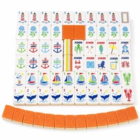 Ensemble de Mahjong de luxe de style américain sur le thème de la navigation océanique, en acrylique, poli à la main, 160 pièces, en coffret, pour le divertissement familial