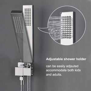 Wall Mount Stainless Steel Chrome Polished Single Handle <strong>Shower</strong> System Slide <strong>Bar</strong> Square <strong>Shower</strong> Head Massage Spray Ceramic <strong>Valve</strong> - Product Image 4