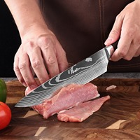 Couteau de chef japonais professionnel de 8 pouces, manche Paka à motifs, couteau de cuisine ultra tranchant