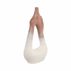 Vaso moderno in terracotta con curva aperta sagomata per soggiorno, decorazione per la casa, vaso da tavolo per fiori - Product Image 2