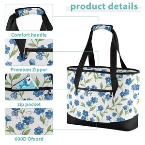 Sac isotherme à imprimé floral bleu, vente en gros, sac à lunch personnalisé avec fermeture éclair pour femmes - Product Image 5