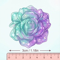 Qijun Ungu Mint Hijau Es Transparan Kunang-kunang Bercahaya Bunga Artistik Tanaman Peony DIY Buatan Tangan Gantungan Kunci Kulkas Resin