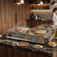 DanFuQi Plaque de cuisson électrique et friteuse professionnelle en acier inoxydable de qualité supérieure 3kw+2.5kw, équipement commercial silencieux