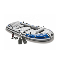 B08 Intex 68325 Ensemble de bateau de pêche gonflable Excursion Kayak gonflable pour 5 personnes avec pagaies et pompe