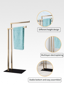 Stendibiancheria per <span class=keywords><strong>asciugamani</strong></span> domestici a pavimento in piedi due strati portasciugamani con fondo in vetro nero portasciugamani bagno - Product Image 5