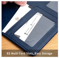 Carpeta de Archivos A4 Azul Oscuro con Logotipo Personalizado, Carpeta de Oficina Multifuncional de Cuero PU para Documentos