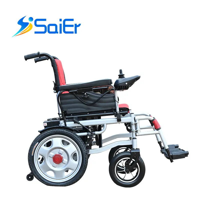 Sedia a rotelle elettrica portatile motorizzata leggera pieghevole in lega di alluminio sedia a rotelle elettrica pieghevole